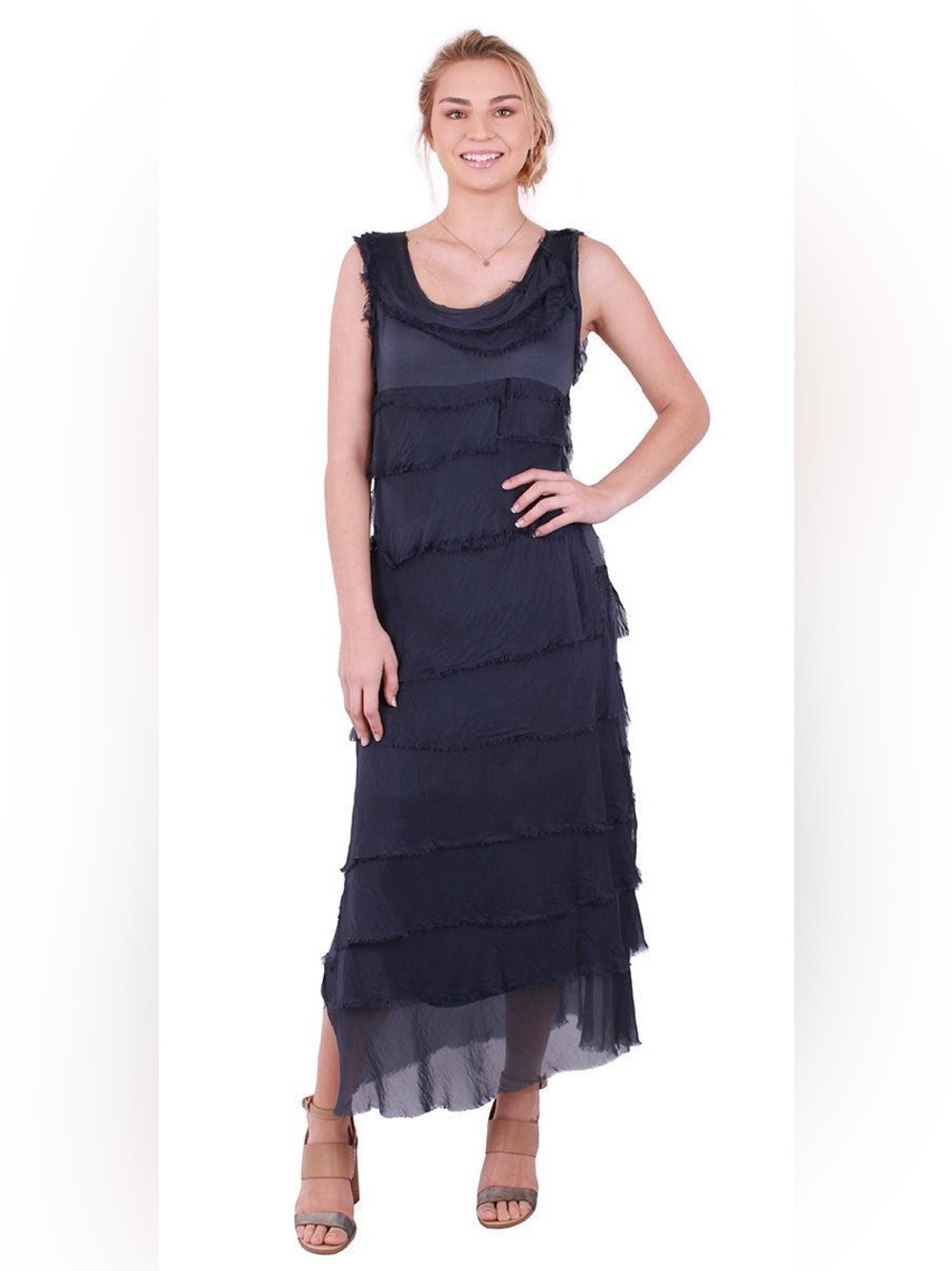 Gigi Moda Silk Ruffle SIENA MAXI DRESS